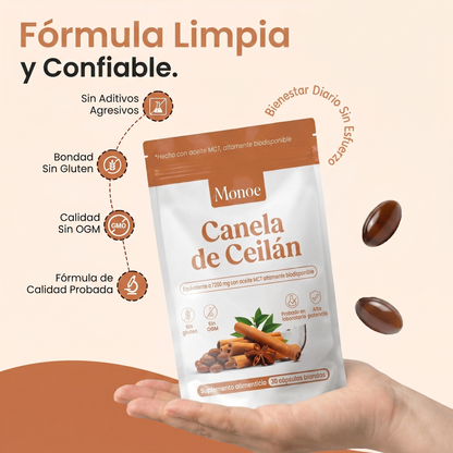 Canela de Ceilán 7200mg equivalente con aceite MCT