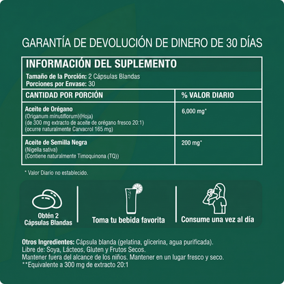Cápsulas blandas de aceite de orégano