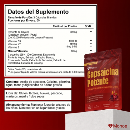 Cayena Activa 3000mg con Capsaicina | Fórmula Completa para la Circulación
